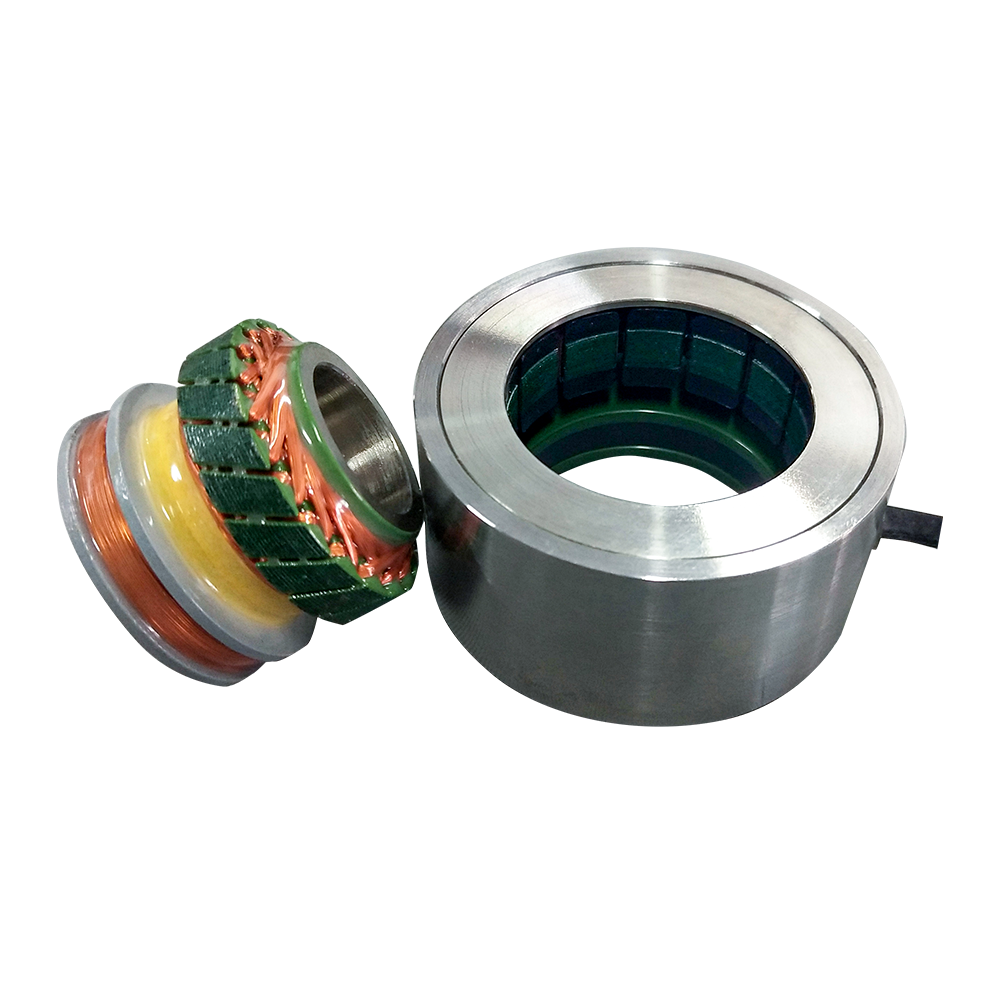 Beispiel eines bewickelten Resolvers (Rotor und Stator). Im Gegensatz zum Reluktanz-Resolver ist hier der Rotor bewickelt.