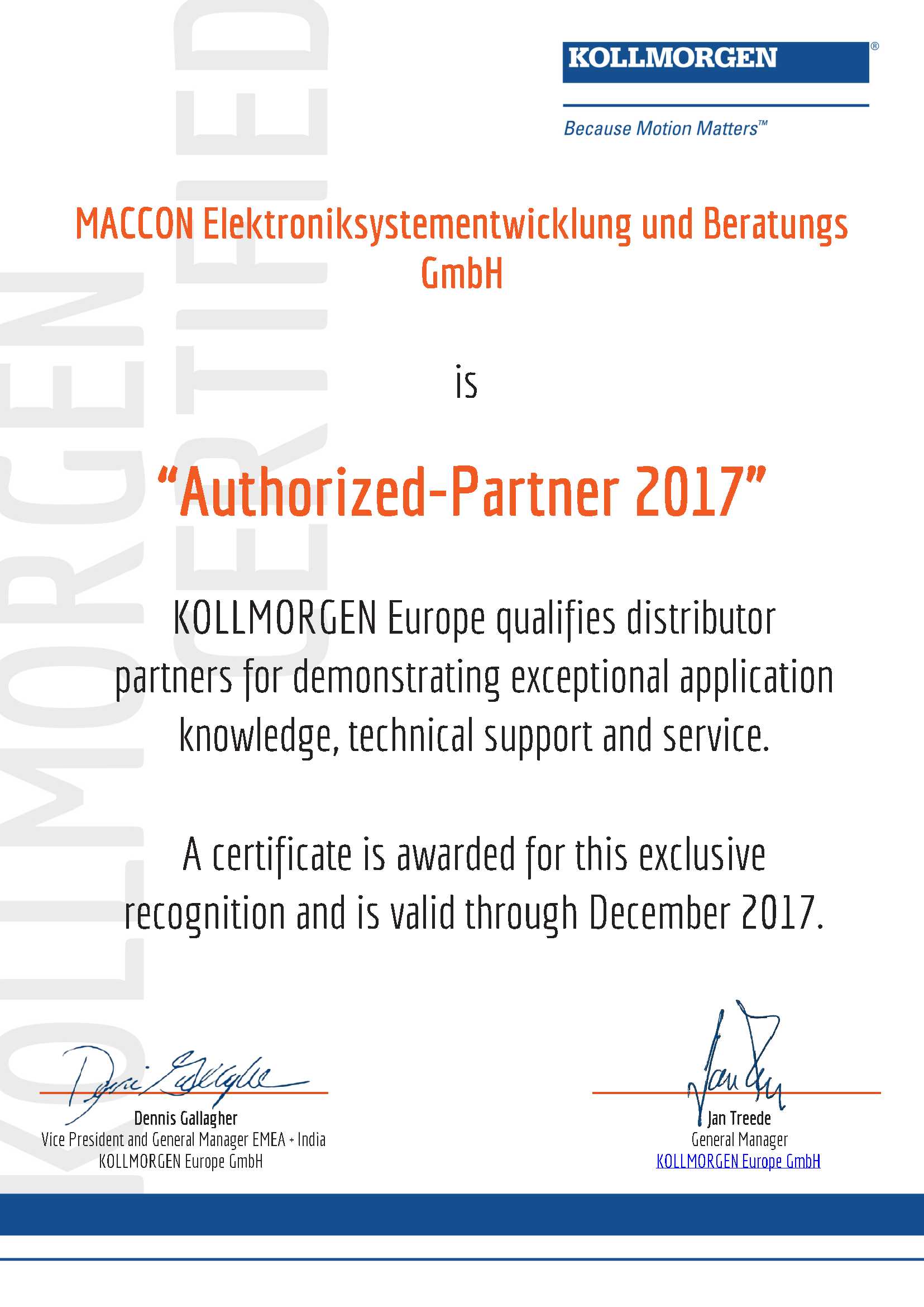 MACCON ist autorisierter Kollmorgen Partner